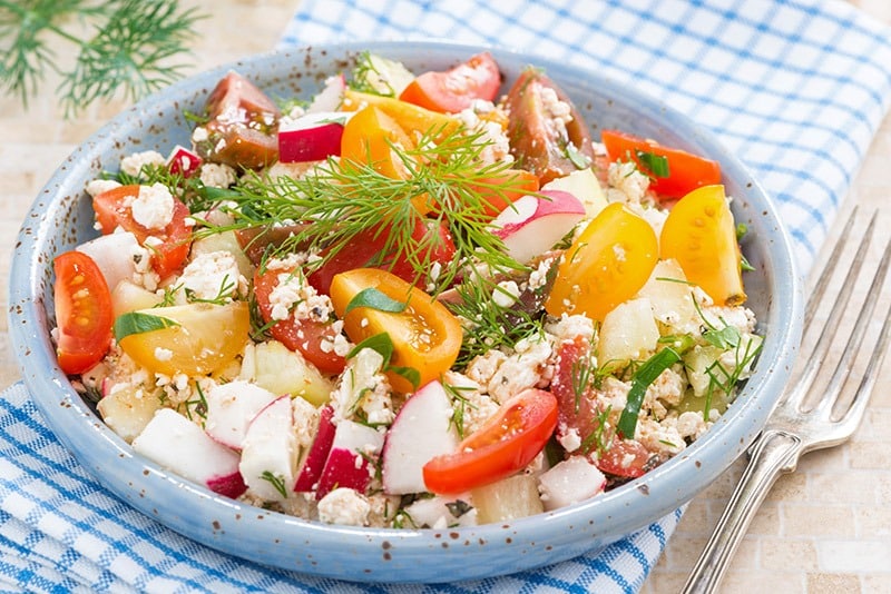 Салат с творогом и овощами для похудения Салат с творогом и овощами для похудения
