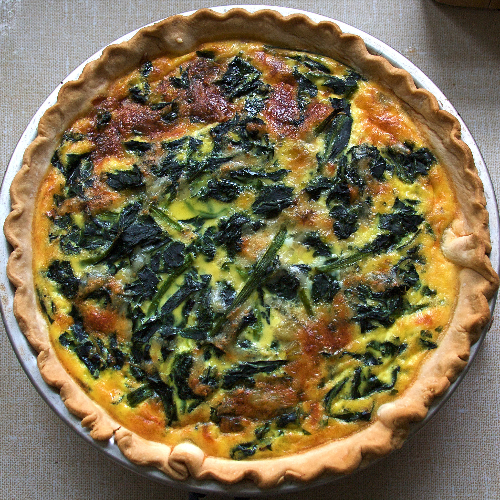 Špenátový quiche s kuřecím masem